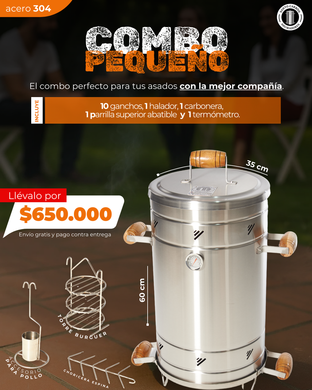 Combo Barril Pequeño 15LB  - Acero inoxidable 304 20%